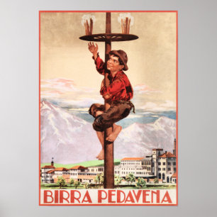 Affiche BIRRA PEDAVENA 1920 Vintage Italien Bière Advert