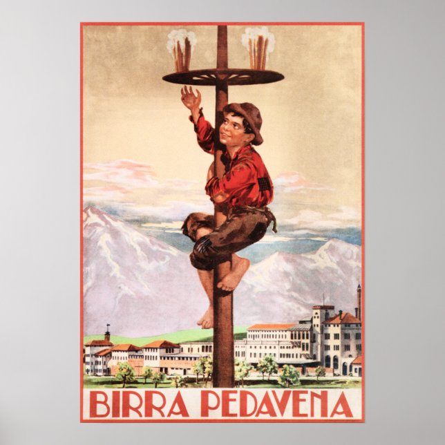 Affiche BIRRA PEDAVENA 1920 Vintage Italien Bière Advert (Devant)