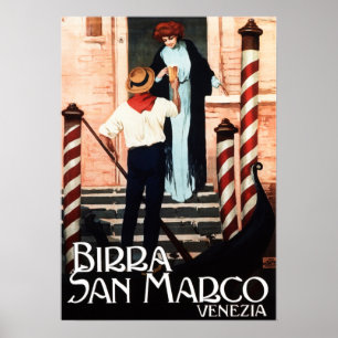 Affiche BIRRA SAN MARCO VENICE Bière Vintage italienne