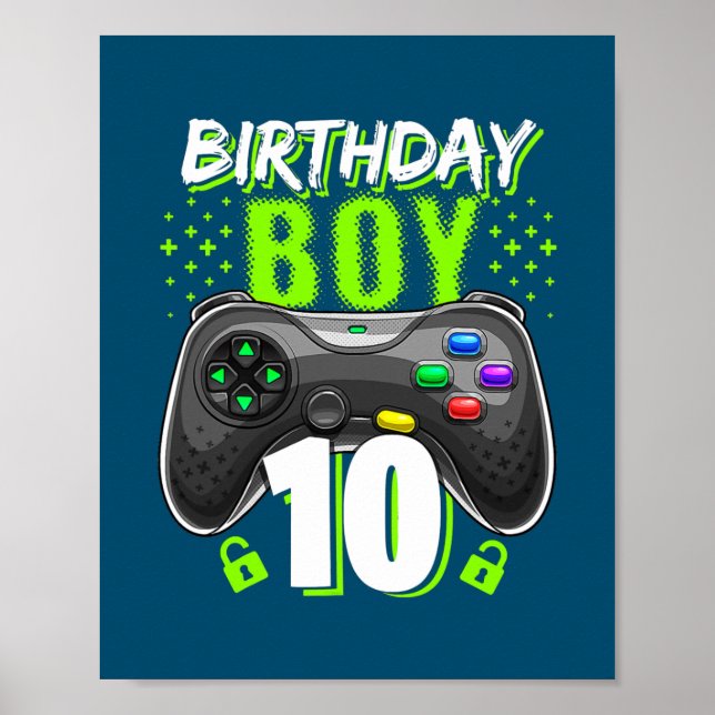 Affiche Birthday Boy 10 Video Game Controller Gamer 10th (Devant)