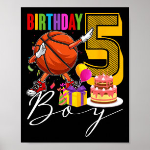 Affiche Birthday Boy 5 Years Dabbing Bysketbyll Byll 5