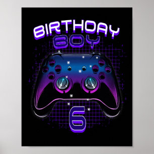 Affiche Birthday Boy 6 Contrôleur de jeu vidéo Gamer 6th B