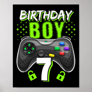 Affiche Birthday Boy 7 Contrôleur de jeu vidéo Gamer 7th B