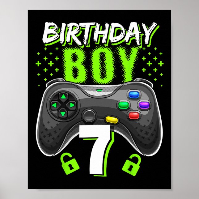 Affiche Birthday Boy 7 Contrôleur de jeu vidéo Gamer 7th B (Devant)