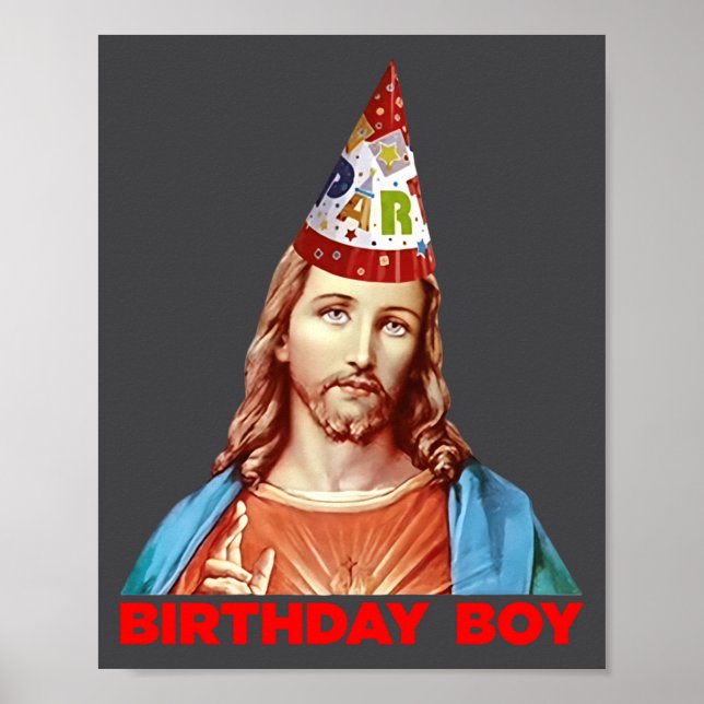 Affiche Birthday Boy Jesus Funny Christmas Party Hat Long  (Devant)
