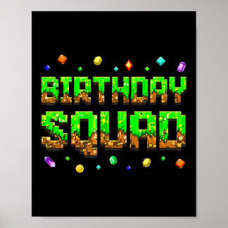 Affiche Birthday Boy Kid Birthday Squad Gamer Pixel Family