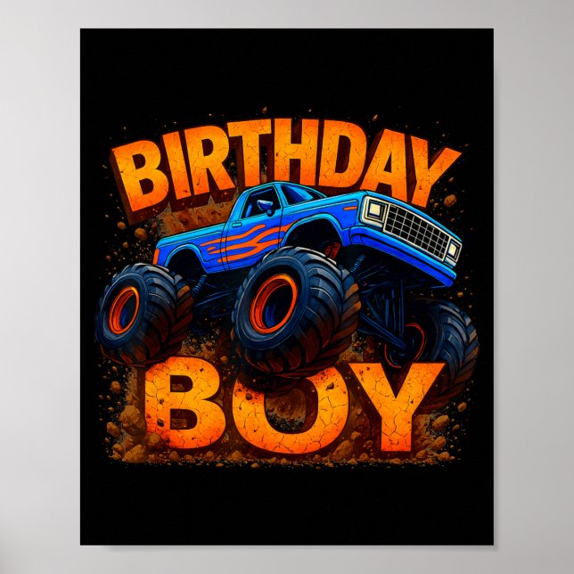 Affiche Birthday Boy Monster Truck Funny Family Matching  (Devant)