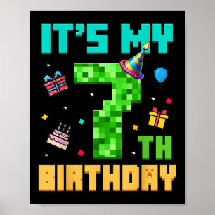 Affiche Birthday Boy My 7th Birthday Video Game Pixel