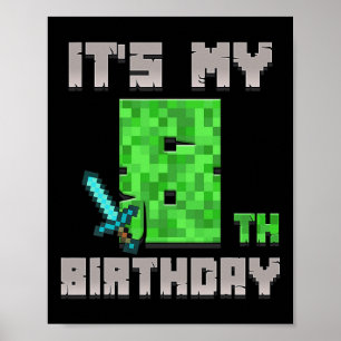 Affiche Birthday Boy Shirt C'est mon 8ème anniversaire Gam