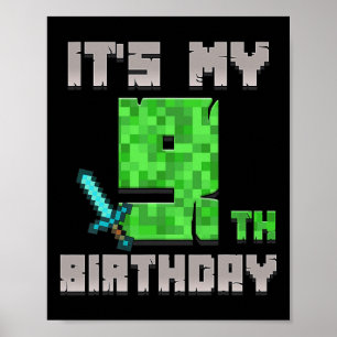 Affiche Birthday Boy Shirt C'est mon 9e anniversaire Gamer