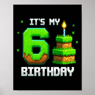 Affiche Birthday Boy Shirt C'est My 6th Birthday Funny Gam