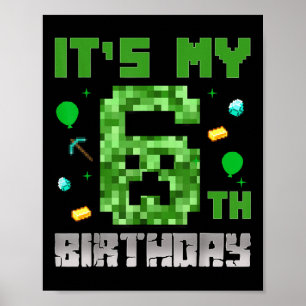 Affiche Birthday Boy Shirt C'est My 6th Birthday Video Gam