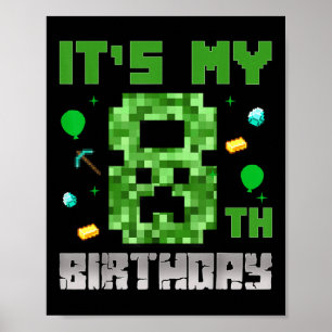 Affiche Birthday Boy Shirt C'est My 8th Birthday Video Gam