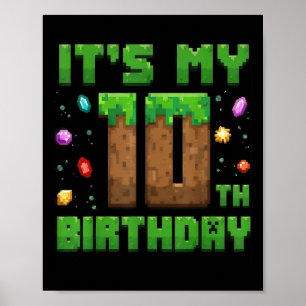 Affiche Birthday Boy Son 10e Anniversaire Gamer Pixel Numb
