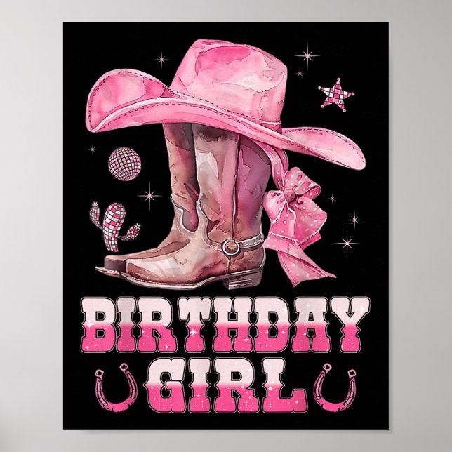 Affiche Birthday Cowgirl Western Birthday Girl Party Decor (Devant)