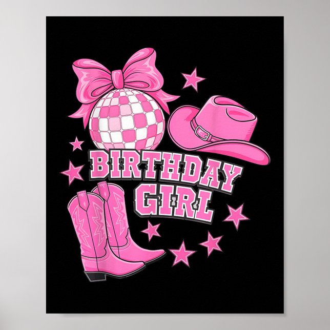 Affiche Birthday Cowgirl Western Disco Birthday Girl Party (Devant)