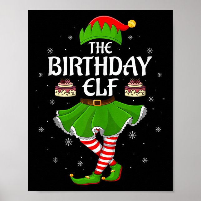 Affiche Birthday Elf Christmas Family Girls Women Elf Squa (Devant)