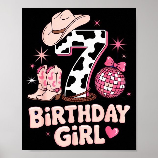 Affiche Birthday Girl 7 Cowgirl Party Outfit Fun Disco The (Devant)