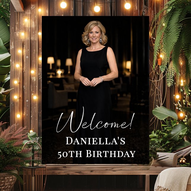 Affiche Birthday party photo elegant welcome (Créateur téléchargé)