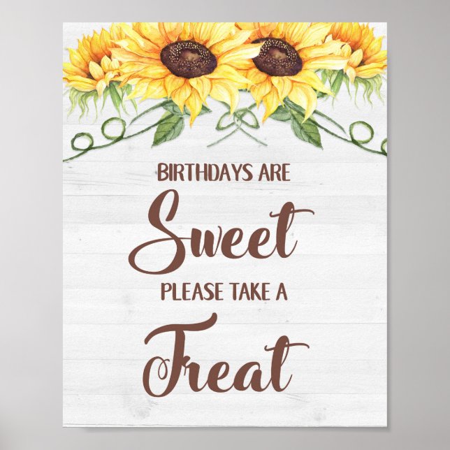 Affiche BIRTHDAYS ARE SWEET PLEASE TAKE A TREAT Sign (Devant)