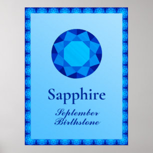 Affiche Birthstone Illustration for September - Sapphire 
