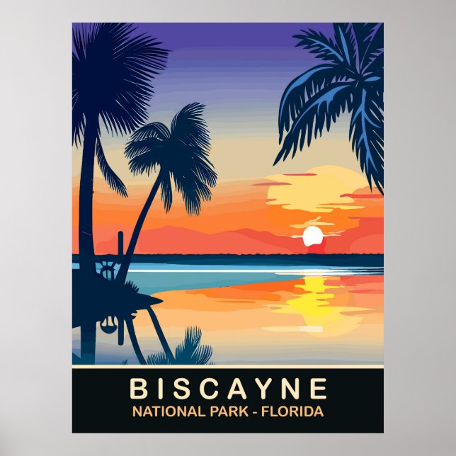Affiche Biscayne, Coucher de soleil en été en Floride, Voy (Devant)
