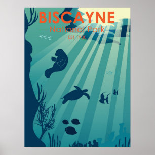 Affiche Biscayne National Park Floride Sous-marin Maritime