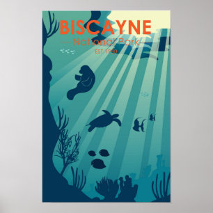 Affiche Biscayne National Park Floride Sous-marin Maritime