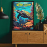 Affiche Biscayne National Park Turtle Illustration Retro<br><div class="desc">Le design du Biscayne National Park. Le parc comprend des récifs coralliens,  des îles et des forêts de mangroves côtières dans le nord de Florida Keys. Le sentier du patrimoine maritime sous-marin relie des sites de plongée,  dont la plupart des épaves.</div>