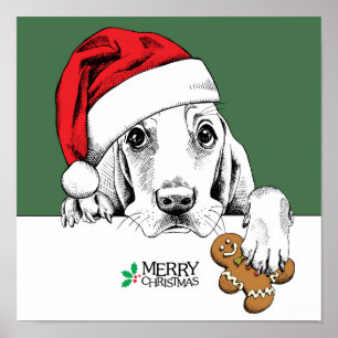 Affiche Biscuit de Noël de Basset Hound