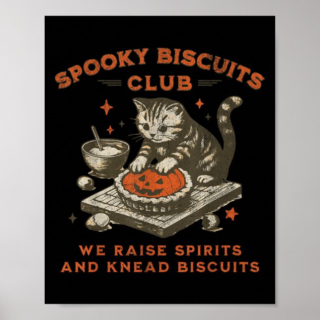 Affiche Biscuits Club éffrayant Chat, Biscuits d'Halloween (Devant)