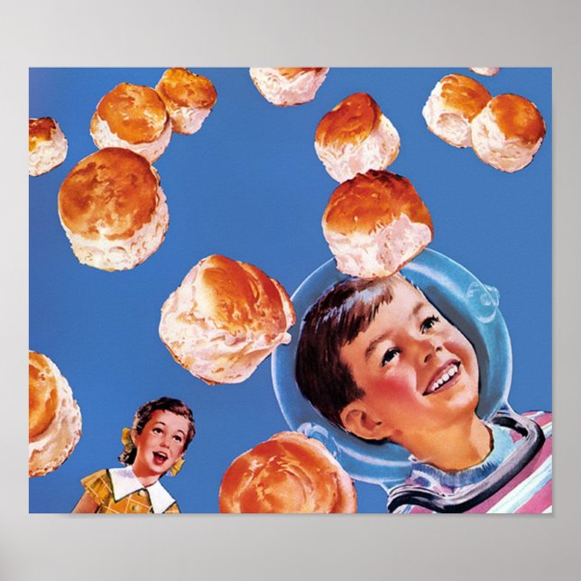 Affiche Biscuits de garçon de l'astronaute rétro (Devant)