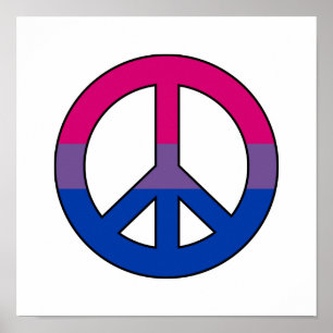 Affiche Bisexualité drapeau signe de paix