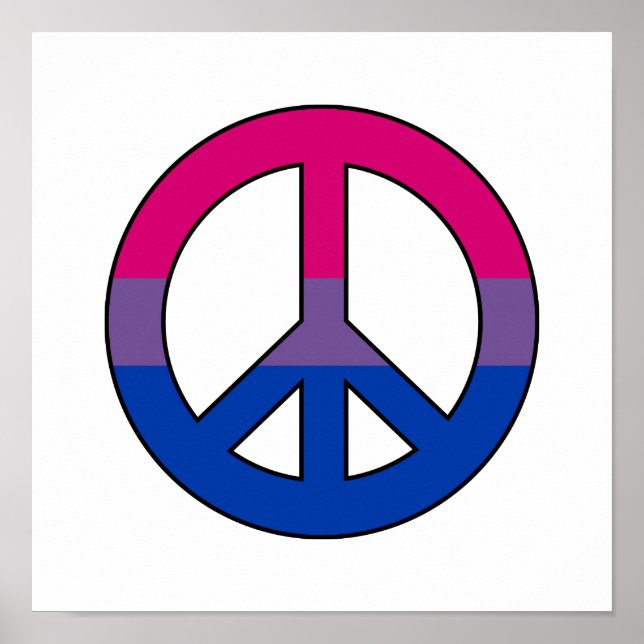 Affiche Bisexualité drapeau signe de paix (Devant)