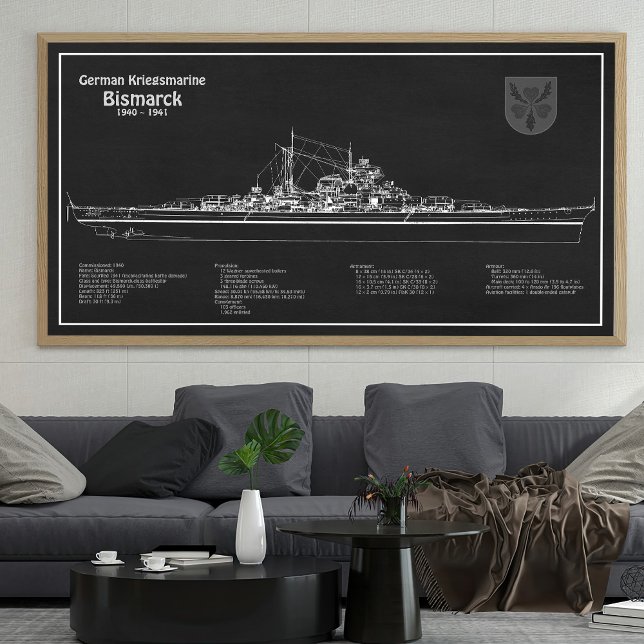 Affiche Bismarck - Plan directeur du navire de guerre PD (Créateur téléchargé)