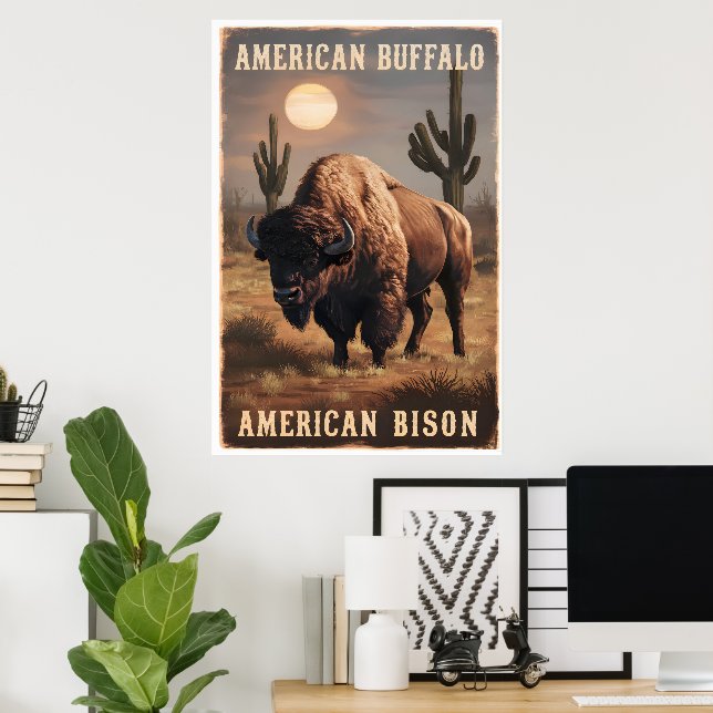 Affiche Bison américain dans le désert (Bureau à domicile)