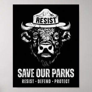 Affiche Bison Bear Sauvez Notre Parc Anti Trump Men Camp