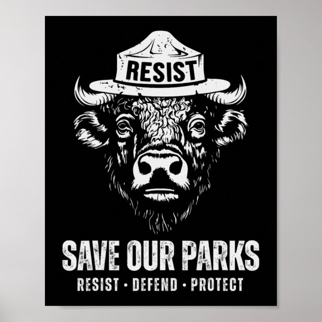 Affiche Bison Bear Sauvez Notre Parc Anti Trump Men Camp (Devant)