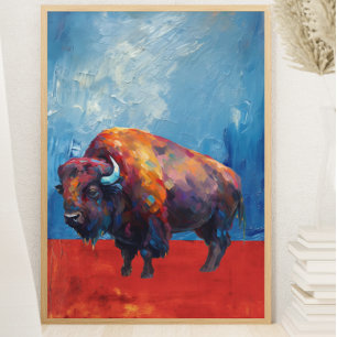 Affiche Bison Buffalo coloré Abstrait peinture moderne