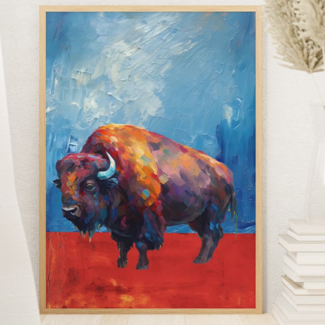 Affiche Bison Buffalo coloré Abstrait peinture moderne (Créateur téléchargé)