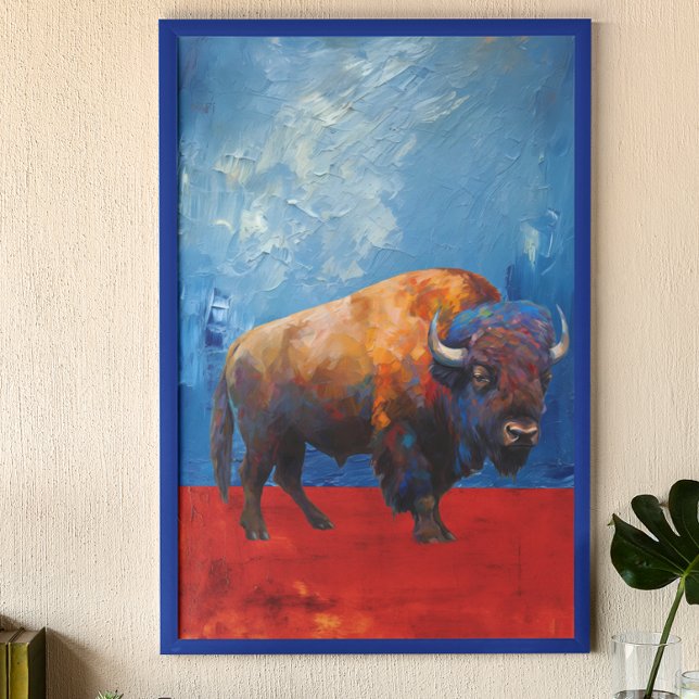 Affiche Bison Buffalo coloré Abstrait peinture moderne (Créateur téléchargé)