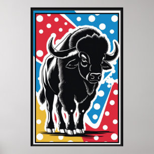 Affiche Bison - Buffalo Pop Art Vintage Retro