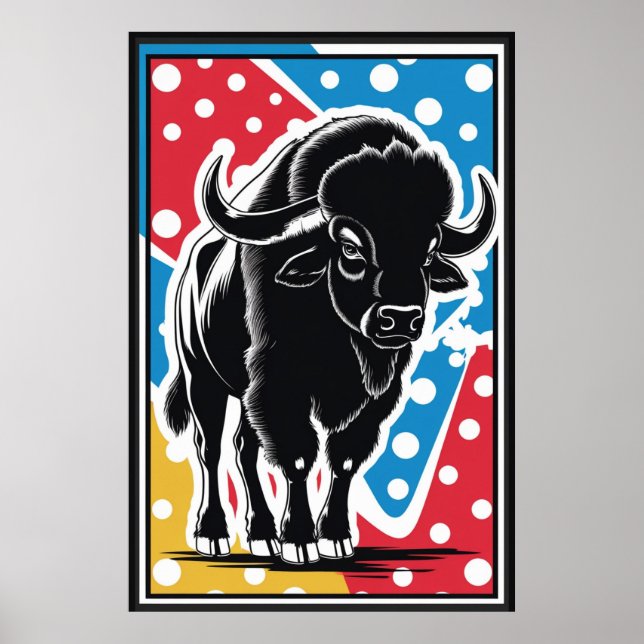 Affiche Bison - Buffalo Pop Art Vintage Retro (Devant)