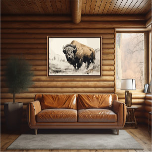 Affiche Bison dans Woods Peinture impressionniste - AI Pos