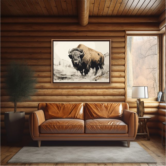 Affiche Bison dans Woods Peinture impressionniste - AI Pos (Créateur téléchargé)