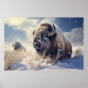 Affiche Bison de Buffalo Animaux Faune Wilderness Coloré