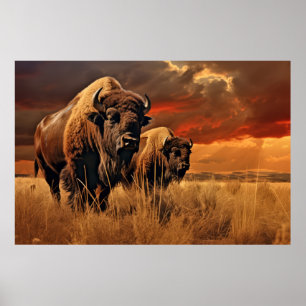 Affiche Bison de Buffalo Animaux Faune Wilderness Coloré