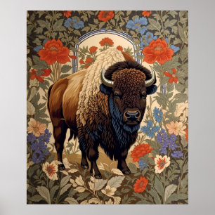Affiche Bison élégant William Morris inspiré