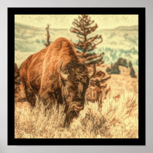 Affiche Bison sauvage des bois