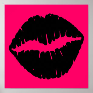 Affiche Bisou rose et noir